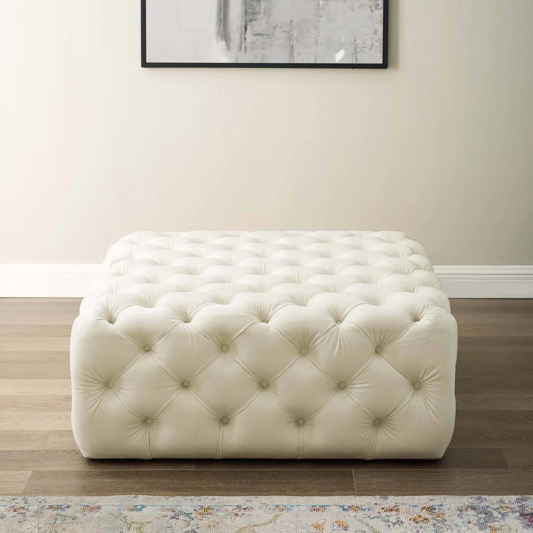 Modway Amour Tufted Button Large Square Performance Velvet Ottoman Ivory 7 Modway Amour Tufted Button Large Square Performance Velvet Ottoman Ivory