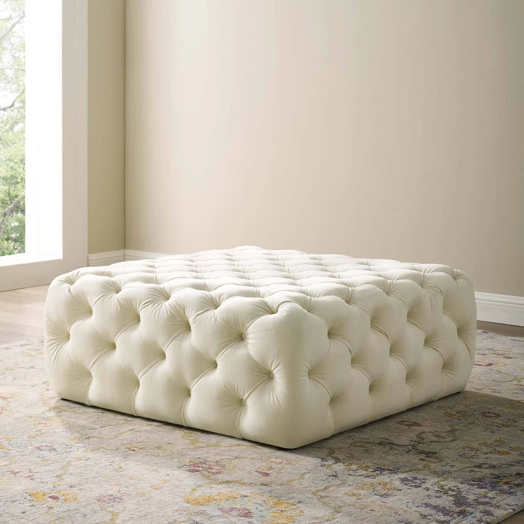 Modway Amour Tufted Button Large Square Performance Velvet Ottoman Ivory 6 Modway Amour Tufted Button Large Square Performance Velvet Ottoman Ivory