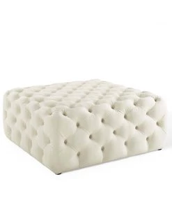 Modway Amour Tufted Button Large Square Performance Velvet Ottoman Ivory