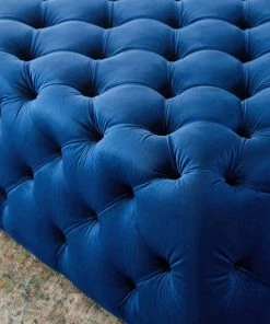 Modway Amour Tufted Button Large Square Performance Velvet Ottoman Navy Ottomans