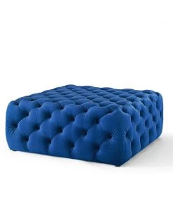 Modway Amour Tufted Button Large Square Performance Velvet Ottoman Navy Ottomans