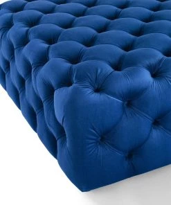 Modway Amour Tufted Button Large Square Performance Velvet Ottoman Navy Ottomans