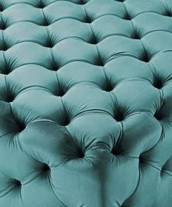 Modway Amour Tufted Button Large Square Performance Velvet Ottoman Sea Blue Ottomans