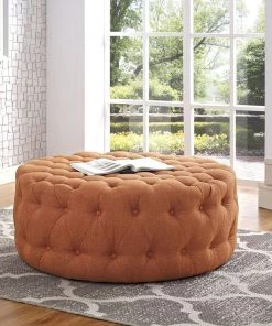 Modway Ottomans Amour Upholstered Fabric Ottoman Orange