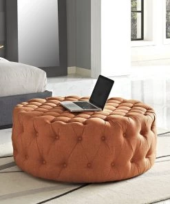 Modway Ottomans Amour Upholstered Fabric Ottoman Orange