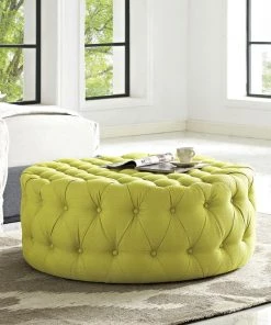 Modway Ottomans Amour Upholstered Fabric Ottoman Wheatgrass