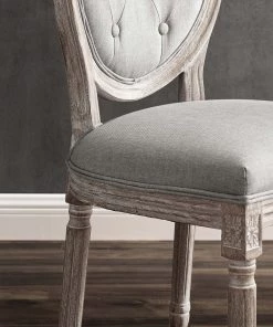 Modway Arise Vintage French Upholstered Fabric Dining Side Chair Set Of 2 Light Gray Dining Chairs