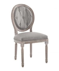 Modway Arise Vintage French Upholstered Fabric Dining Side Chair Set Of 2 Light Gray Dining Chairs