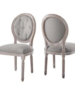 Modway Arise Vintage French Upholstered Fabric Dining Side Chair Set Of 2 Light Gray Dining Chairs