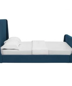 Modway Beds Aubree Queen Upholstered Fabric Sleigh Platform Bed Azure