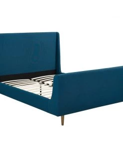 Modway Beds Aubree Queen Upholstered Fabric Sleigh Platform Bed Azure