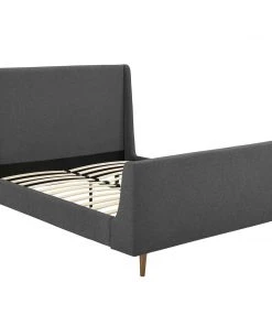 Modway Beds Aubree Queen Upholstered Fabric Sleigh Platform Bed Gray