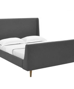 Modway Beds Aubree Queen Upholstered Fabric Sleigh Platform Bed Gray