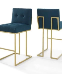 Modway Stools Baron Bar Stool Faux Leather Set Of 2 White