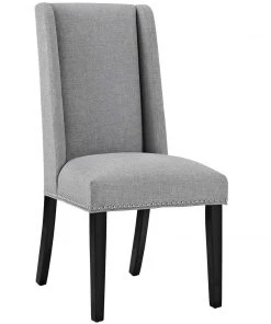 Modway Baron Dining Chair Fabric Set Of 4 Light Gray Dining Chairs