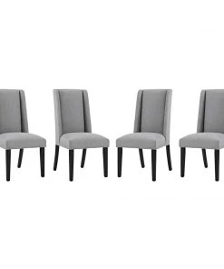 Modway Baron Dining Chair Fabric Set Of 4 Light Gray Dining Chairs