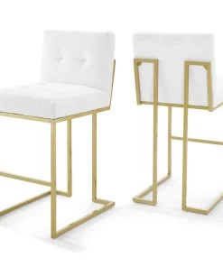 Modway Stools Baronet Bar Stool Upholstered Fabric Set Of 2 Gray