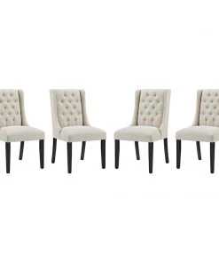 Modway Baronet Dining Chair Fabric Set Of 4 Beige