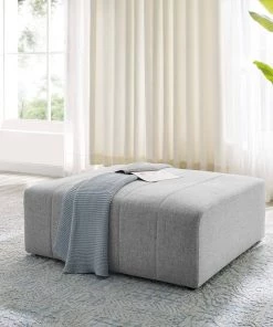 Modway Ottomans Bartlett Upholstered Fabric Ottoman Light Gray