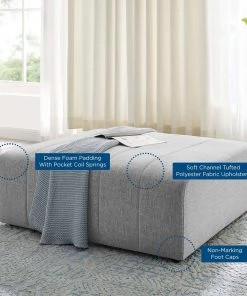 Modway Ottomans Bartlett Upholstered Fabric Ottoman Light Gray