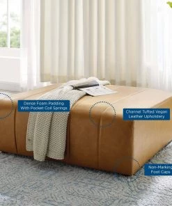 Modway Bartlett Vegan Leather Ottoman Tan