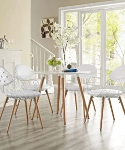 Modway Dining Chairs Basket Dining Set Set Of 4 White