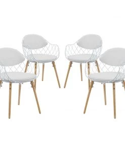 Modway Dining Chairs Basket Dining Set Set Of 4 White