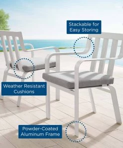 Modway Baxley Outdoor Patio Aluminum Armchair Set Of 2 White Gray Armchair Sets 15 Modway Baxley Outdoor Patio Aluminum Armchair Set Of 2 White Gray Armchair Sets