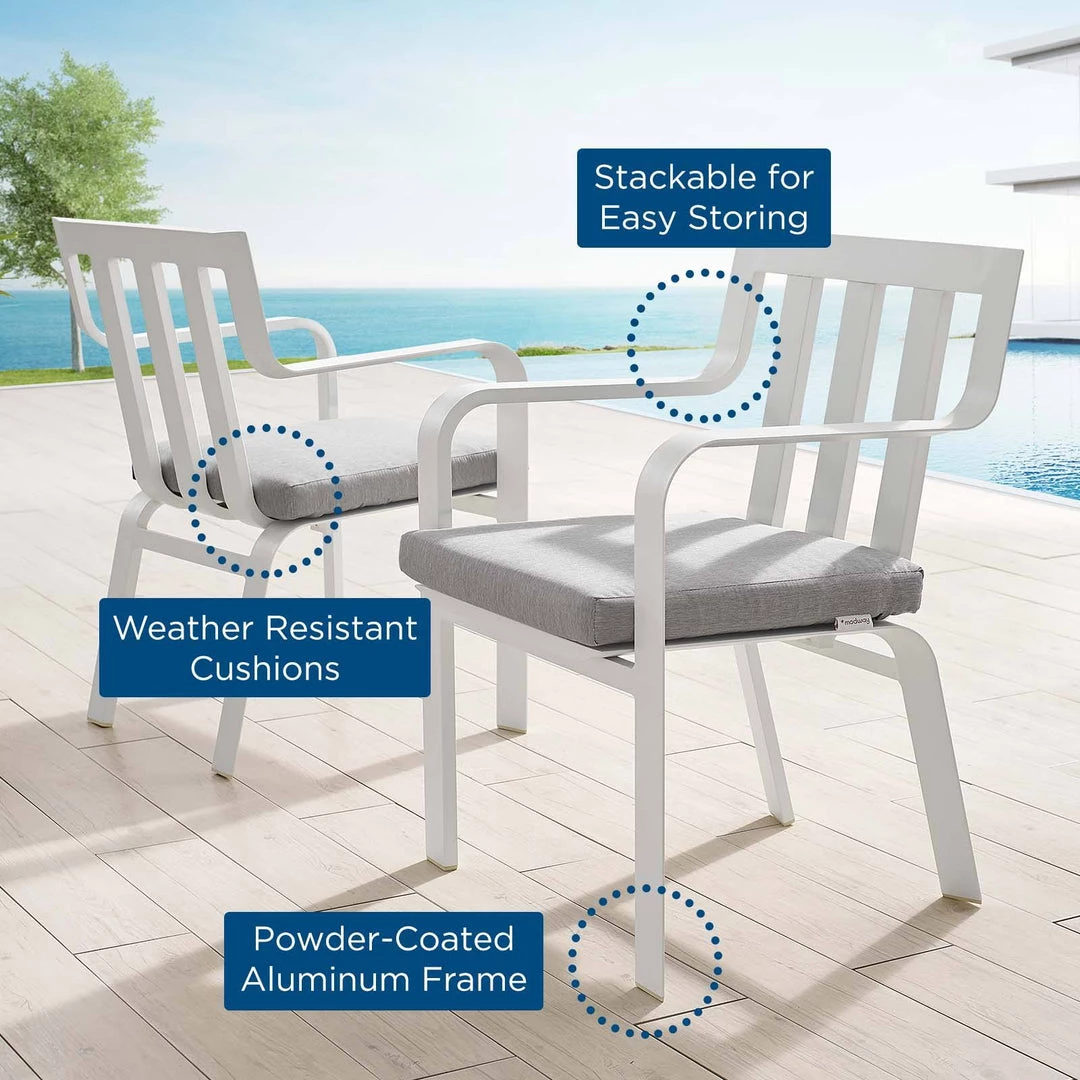 Modway Baxley Outdoor Patio Aluminum Armchair Set Of 2 White Gray Armchair Sets 7 Modway Baxley Outdoor Patio Aluminum Armchair Set Of 2 White Gray Armchair Sets