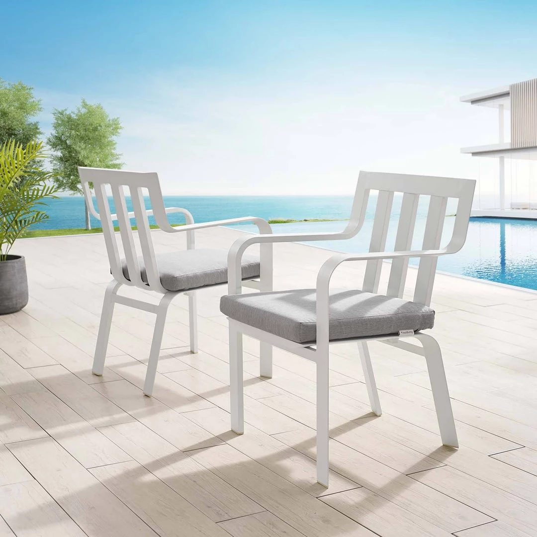 Modway Baxley Outdoor Patio Aluminum Armchair Set Of 2 White Gray Armchair Sets 8 Modway Baxley Outdoor Patio Aluminum Armchair Set Of 2 White Gray Armchair Sets