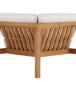 Modway Bayport Outdoor Patio Teak Wood Corner Chair Natural White Outdoor Sectional