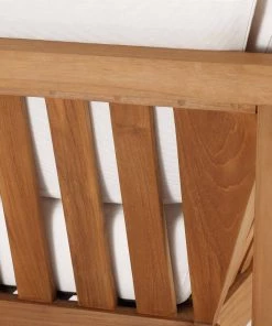 Modway Bayport Outdoor Patio Teak Wood Corner Chair Natural White Outdoor Sectional