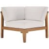 Modway Bayport Outdoor Patio Teak Wood Corner Chair Natural White Outdoor Sectional