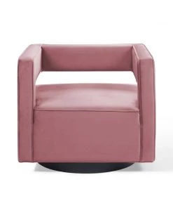 Modway Booth Performance Velvet Swivel Armchair Dusty Rose Armchairs