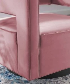 Modway Booth Performance Velvet Swivel Armchair Dusty Rose Armchairs