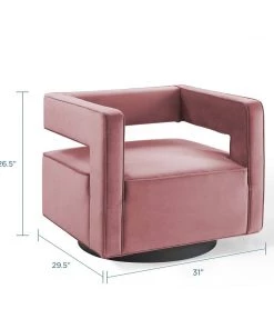 Modway Booth Performance Velvet Swivel Armchair Dusty Rose Armchairs