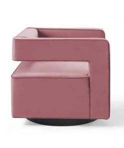 Modway Booth Performance Velvet Swivel Armchair Dusty Rose Armchairs