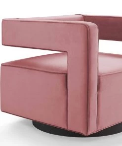 Modway Booth Performance Velvet Swivel Armchair Dusty Rose Armchairs
