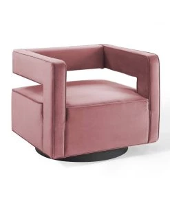 Modway Booth Performance Velvet Swivel Armchair Dusty Rose Armchairs
