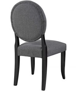 Modway Button Dining Side Chair Upholstered Fabric Set Of 4 Gray