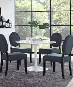 Modway Button Dining Side Chair Upholstered Fabric Set Of 4 Gray