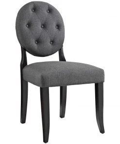 Modway Button Dining Side Chair Upholstered Fabric Set Of 4 Gray
