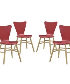 Modway Dining Chairs Cascade Dining Chair Set Of 4 Red