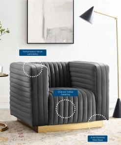 Modway Charisma Channel Tufted Performance Velvet Accent Armchair Charcoal Armchairs 15 Modway Charisma Channel Tufted Performance Velvet Accent Armchair Charcoal Armchairs