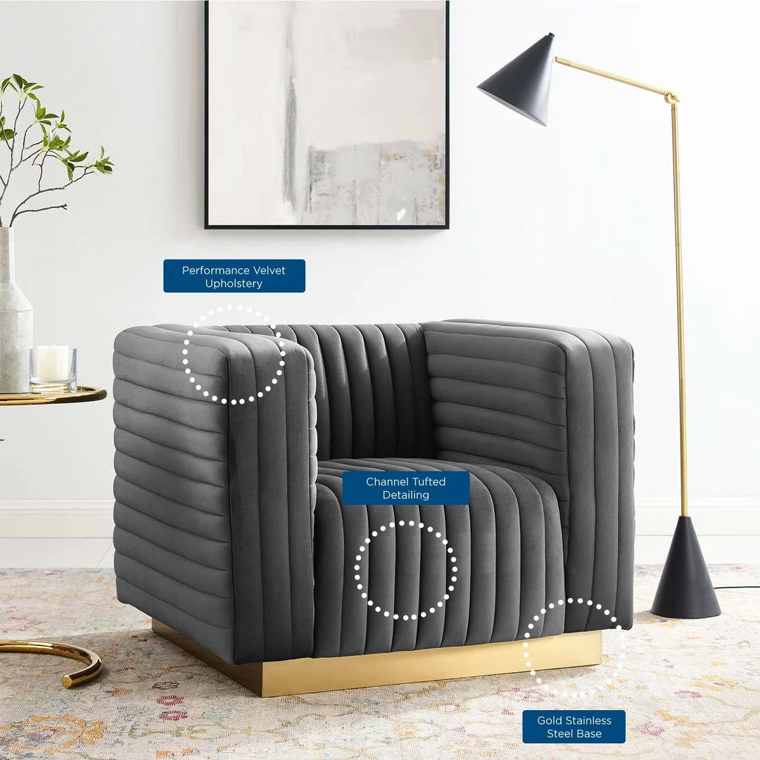 Modway Charisma Channel Tufted Performance Velvet Accent Armchair Charcoal Armchairs 8 Modway Charisma Channel Tufted Performance Velvet Accent Armchair Charcoal Armchairs