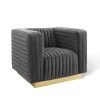 Modway Charisma Channel Tufted Performance Velvet Accent Armchair Charcoal Armchairs