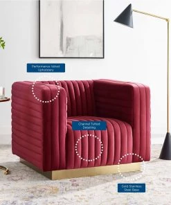 Modway Charisma Channel Tufted Performance Velvet Accent Armchair Maroon 15 Modway Charisma Channel Tufted Performance Velvet Accent Armchair Maroon