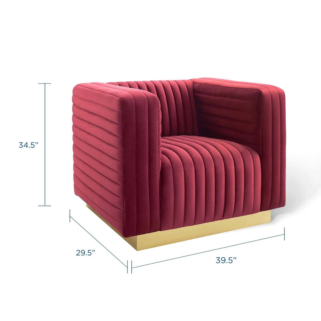 Modway Charisma Channel Tufted Performance Velvet Accent Armchair Maroon 2 Modway Charisma Channel Tufted Performance Velvet Accent Armchair Maroon