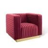 Modway Charisma Channel Tufted Performance Velvet Accent Armchair Maroon