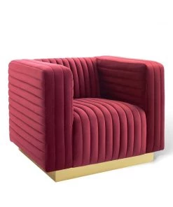 Modway Charisma Channel Tufted Performance Velvet Accent Armchair Maroon